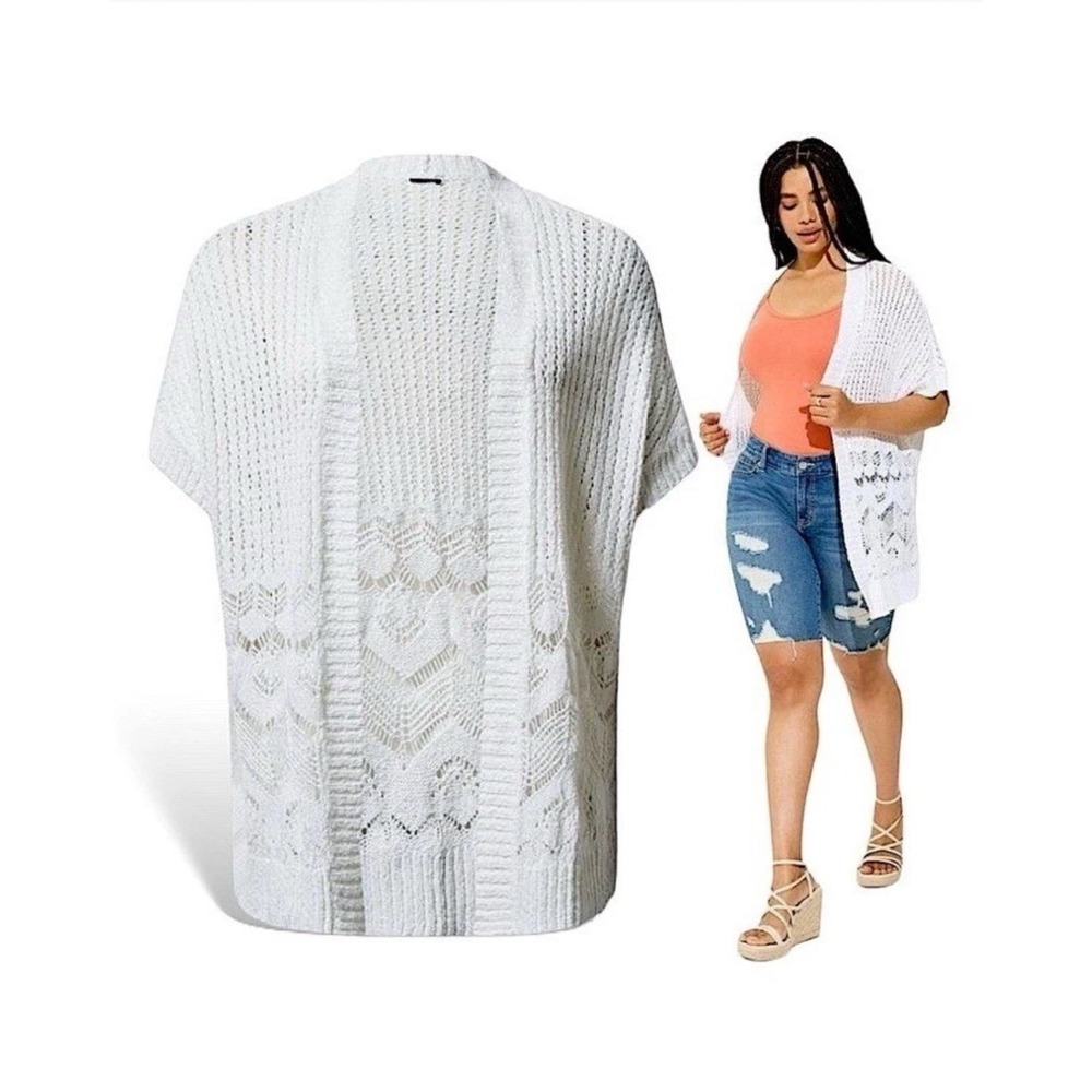White Open-Front Knit Sweater